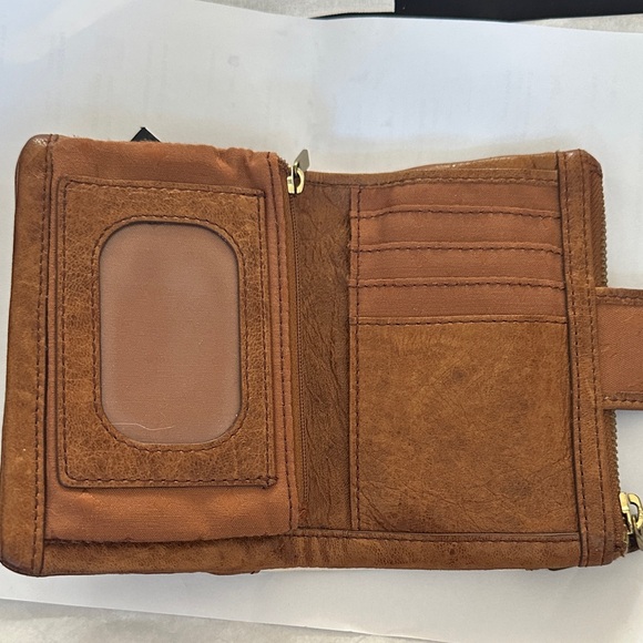 Fossil Vintage Brown and Cream Striped Tri-Fold Leather Wallet - Picture 6 of 14